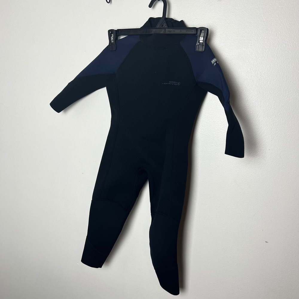 Dark Lightning‎ Explorer Kids Full Body Wetsuit Black Navy Neoprene Sport Sz 4